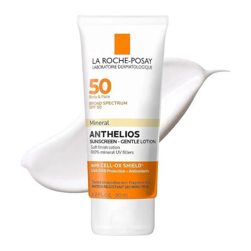 Anthelios Mineral Sunscreen SPF 50 Gentle Lotion | Broad Spectrum SPF + Antioxidants | Face & Body Sunscreen | Titanium Dioxide & Zinc Oxide Sunscreen | Oxybenzone Free | Oil Free