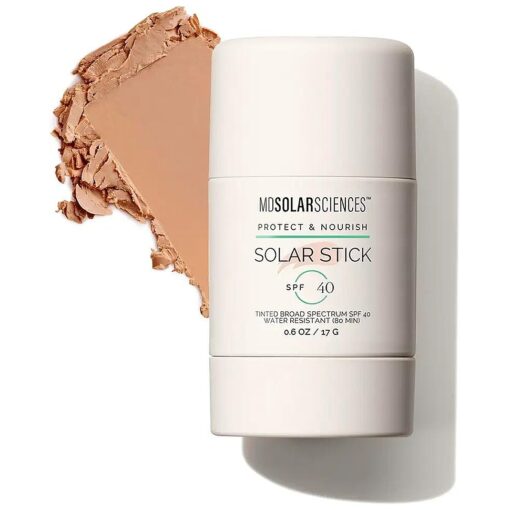 Solar Stick SPF 40 - Water-Resistant Mineral Sunscreen - Broad Spectrum UV Protection - Blendable Zinc Oxide Travel Stick - Smooth, Sheer and Natural Matte Finish, 0.6 Oz