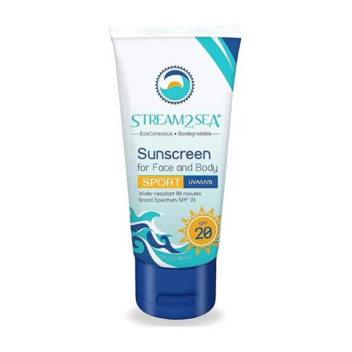 STREAM 2 SEA SPF 20 Mineral Sunscreen Biodegradable and Reef Safe Sunscreen, 3 Fl oz Paraben Free Non Greasy and Moisturizing Mineral Sunscreen For Face and Body Protection Against UVA and UVB