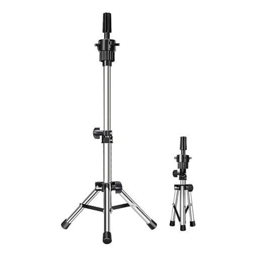 Mini Mannequin Head Stand, Dansee Wig Stand Tripod Adjustable ( 14.5-21.8 inch ) for Mannequin Heads Training Heads and Canvas Block Head ( Silver )