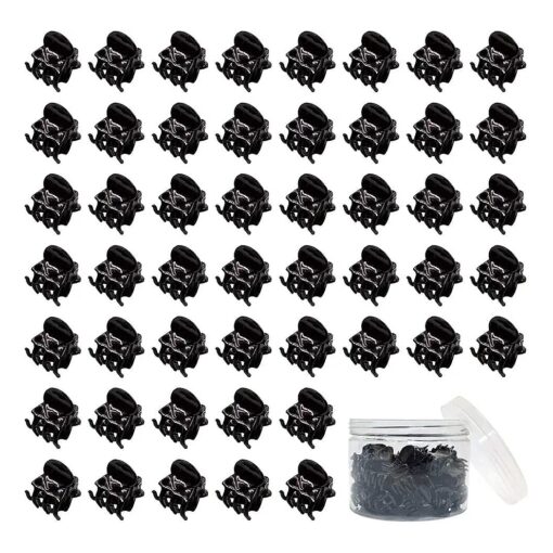 50 PCS Mini Hair Claw Clips, Bangs Strong Grip Multifunction Clamp Clips, ( Black )