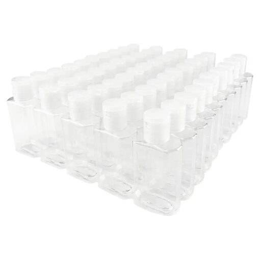 2oz Empty Hand Sanitizer Travel Size Bottles 50pcs, Plastic Mini Clear Refillable Flip-Top for Hand Sanitizer Shampoo Baby Shower Containers