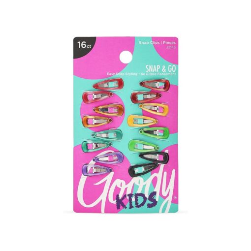 Goody Kids Mini Epoxy Contour Snap Clips - 16 Count, Assorted Colors - Just Snap Into Place - Suitable For All Hair Types - Pain-Free Hair Accessories For Women And Girls - All Day Comfort