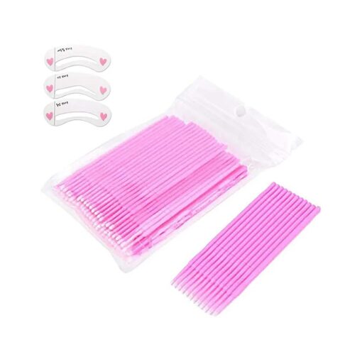 Coobbar 100pcs/lot Durable Micro Disposable Eyelash Extension Mascara Brush Eyelash Glue Cleaning Stick for Women ( Pink )