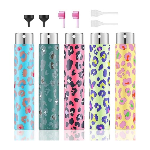 Lil Ray 8ML Refillable Perfume Atomizer Spray Bottle for Travel ( 5 PCS ) Mini Sprayer Dispenser for Perfume Cologne Fragrance ( 5 Colors )