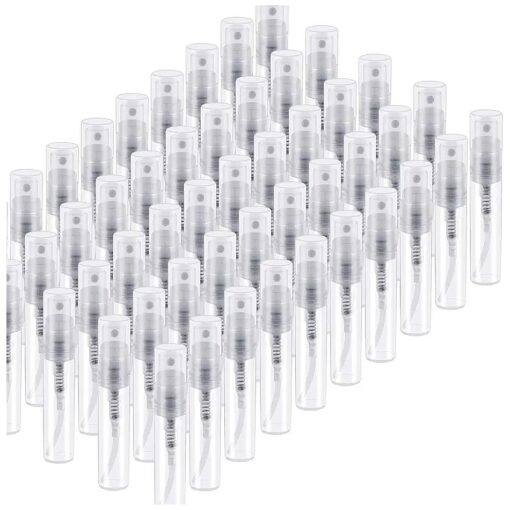 50pcs mini perfume atomizer, clear plastic spray bottle portable fragrance spray bottle - 3ml