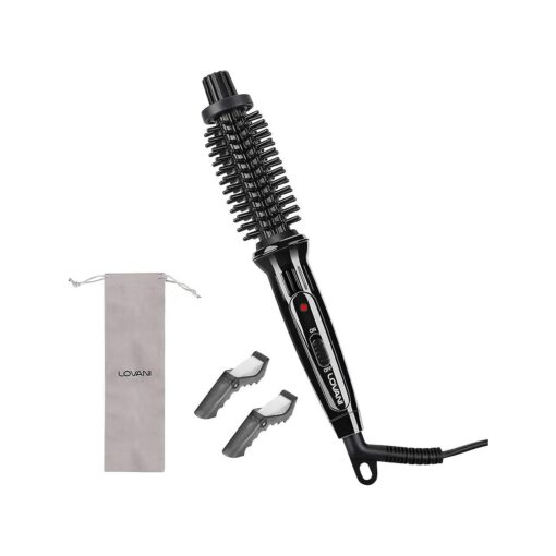 Mini Travel Hair Curling Iron Brush, Dual Voltage Portable Ceramic Ionic Anti-Scald 3/4 Inch Hot Hair Curler Brush for Short Hair,3 in 1 Curling Wand with Travel Bag