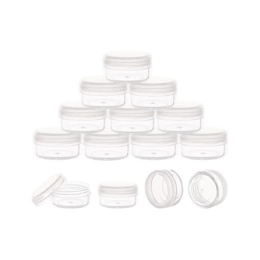 10 Gram Sample Containers with Lids, 10Pcs Clear Sample Jars, Small Cosmetic Travel Containers for Makeup, Lotion, Cream, Powder, 10 ML Mini Containers with Lids