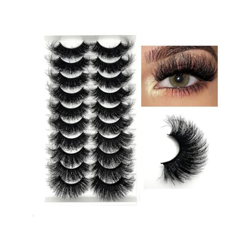 Mink Lashes Fluffy Wispy Cat Eye Dramatic 3D Lashes Mink 25mm Long False Eyelashes Pack 20mm Volume D Curl Strip Lashes That Look Like Extensions