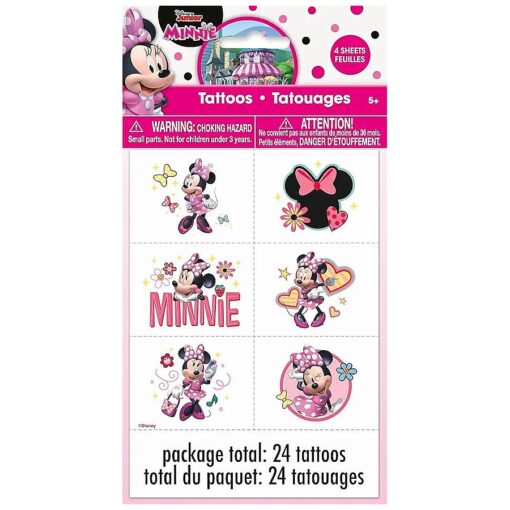 Minnie Mouse Party Temporary Tattoos | Assorted Designs | 24 Pcs