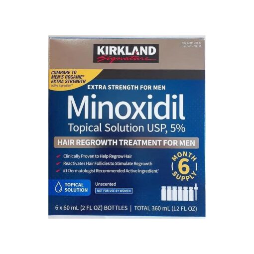 ( 6 Pack ) Minoxidil Liquid Extra Strength Hair Regrowth Treatment for Men, 5 % Topical Solution, 6 Months Supply - Dropper Applicator Included - Dermatologist Recommended by 4K Logistics