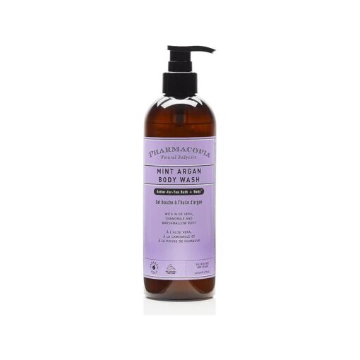 Mint Argan Wash - Natural Shower Gel, Moisturizing and Nourishing Body Cleanser - Infused with Organic Aloe Vera, Chamomile, and Marshmallow Root - Vegan, and Cruelty-Free, 16 oz