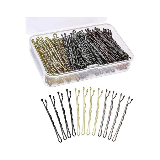 Mixed Bobby Pins,150 Pcs Hair Pins Hair Grips Blonde/Black/Coffee for Women with Box ( 5 cm/2.2 Inches )