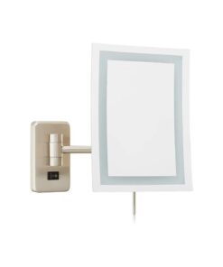 JERDON Rectangular 6.5-Inch x 9-Inch Wall Mount Mirror - Makeup Mirror with 5X Magnification and 15.5-Inch Wall Extension - Nickel Finish, Direct Wire Mirror - Model JRT710NLD