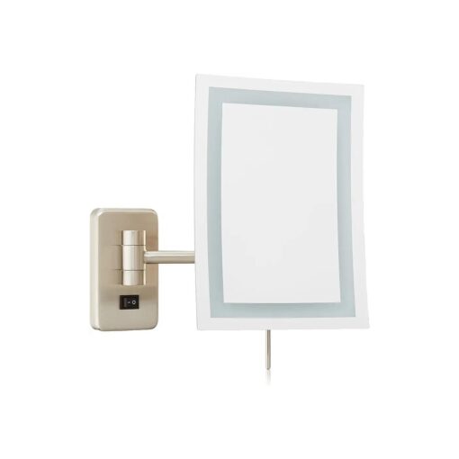 JERDON Rectangular 6.5-Inch x 9-Inch Wall Mount Mirror - Makeup Mirror with 5X Magnification and 15.5-Inch Wall Extension - Nickel Finish, Direct Wire Mirror - Model JRT710NLD