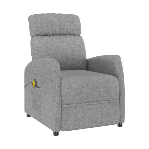 vidaXL Fabric Massage Recliner in Light Gray - Modern Design, Adjustable Settings, Comfort Padding, and Durable Iron and Plywood Structure .