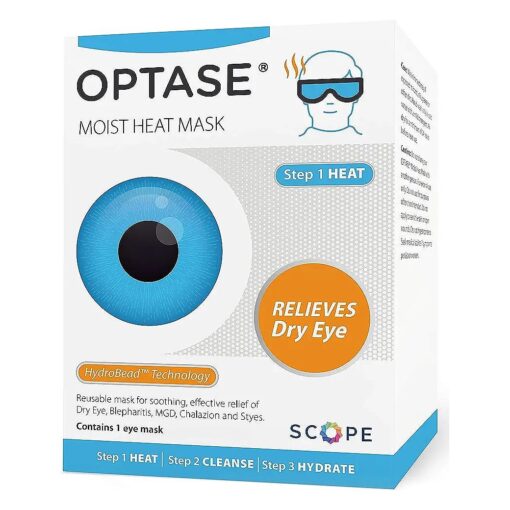 Optase Moist Heat Eye Mask for Dry Eyes - Dry Eye Mask with HydroBead Technology - Washable, Microwaveable Eye Compress for Dry Eyes - Dry Eye Therapy Mask Holds Heat for 10 Minutes - Step 1 Heat