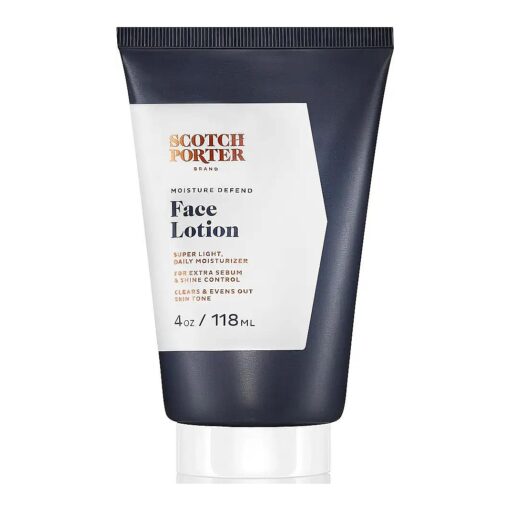 Scotch Porter Moisture Defend Face Lotion for Men | Controls Shine, Sooths & Evens Out Skin Tone | Free of Parabens, Sulfates & Silicones | Vegan | 4oz Bottle