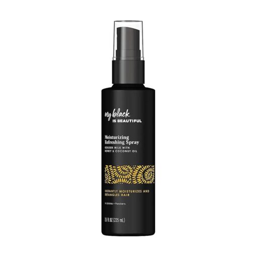 MY BLACK IS BEAUTIFUL Detangler Spray, Sulfate Free, for Curly and Coily Hair with Coconut Oil, Honey and Turmeric, 7.6 fl oz