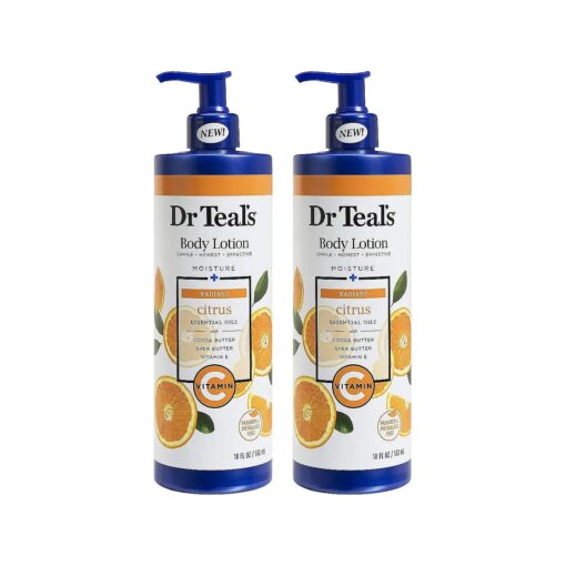 Dr Teal 's Body Lotion - Moisture Plus - Radiant Citrus Essential Oils and Vitamin C, 18 Fl Oz 2-Pack ( 36 Fl Oz )