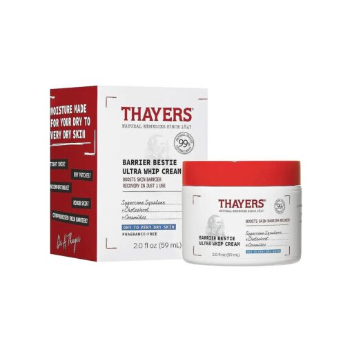 THAYERS Barrier Bestie Ultra Whip Face Cream, Moisturizer with Sugarcane Squalane and Ceramides, Skin Care for Dry to Very Dry Skin, 2.0 Oz