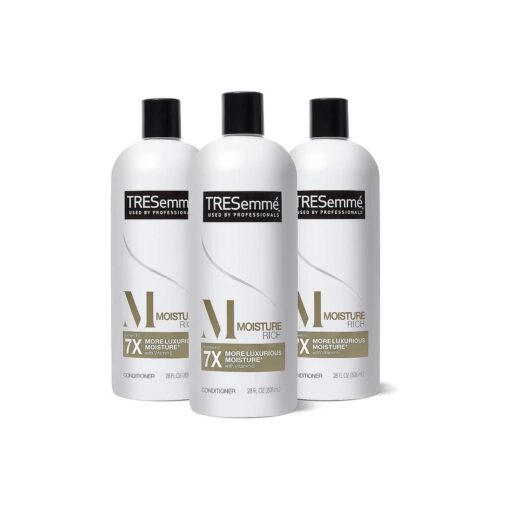 TRESemme Conditioner Moisture Rich 3 Count for Dry Hair Professional Quality Salon-Healthy Look and Shine Moisture Rich Formulated with Vitamin E and Biotin 28 oz