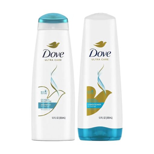 Dove Shampoo and Conditioner Set - Oxygen Moisture Hydrating Shampoo and Conditioner Sulfate-Free, Volumizing Hair Products for Fine Hair, 12 Oz ( 2 Piece Set )