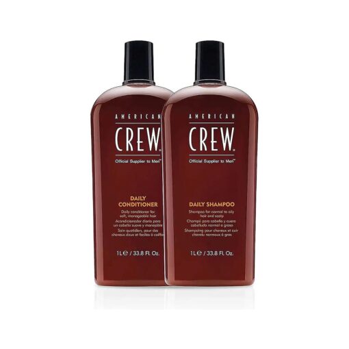 Men 's Shampoo and Conditioner Set by American Crew, Daily Moisturizing Set, 33.8 Fl Oz Each