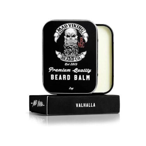 Mad Viking Beard Co, All-Natural, Premium Beard Balm, Strengthens, Softens Beards & Mustaches, Moisturizes Skin, Helps Relieve Acne & Dry Skin, Paraben, Sulfate & Cruelty-Free, 2oz ( Valhalla )