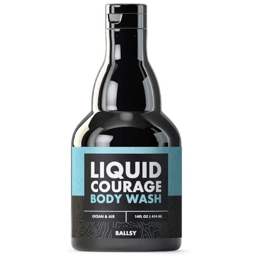 Liquid Courage Body Wash to Hydrate Skin, with Aloe Vera, Coconut Oil and Jojoba Spheres, Ocean and Air, 14 oz