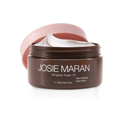 Josie Maran Whipped Argan Oil Body Butter - Immediate, Lightweight, and Long-Lasting Nourishment to Soften and Hydrate Skin ( 240ml/8.0oz, Vanilla Bean )