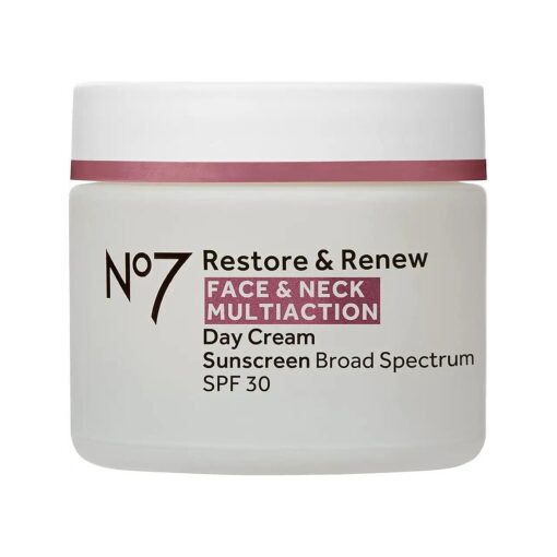 No7 Restore & Renew Multi Action Face & Neck SPF 30 Day Cream - Firming & Hydrating Face Moisturizer with Hyaluronic Acid to Help Visibly Reduce the Appearance of Wrinkles ( 1.69 Fl Oz )