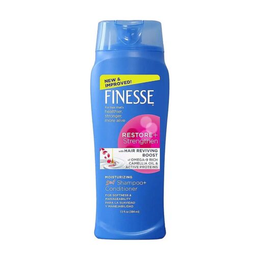 FINESSE Restore + Strengthen Moisturizing 2in1 Shampoo + Conditioner, 13 oz ( Pack of 6 ), Moisturize & Repair Dry or Damaged Hair