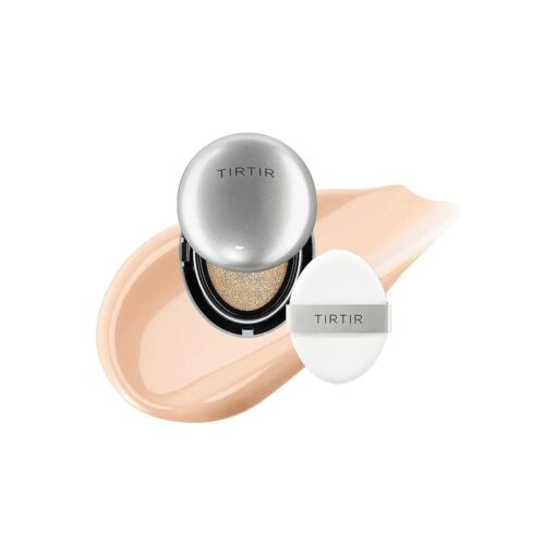 TIRTIR Aura Glow Cushion | Semi-Glow Finish, 72-Hour Radiance, Buildable coverage, Moisturized, Buildable skin, Korean Cushion, Mini ( 0.15 oz, ), 17C Porcelain