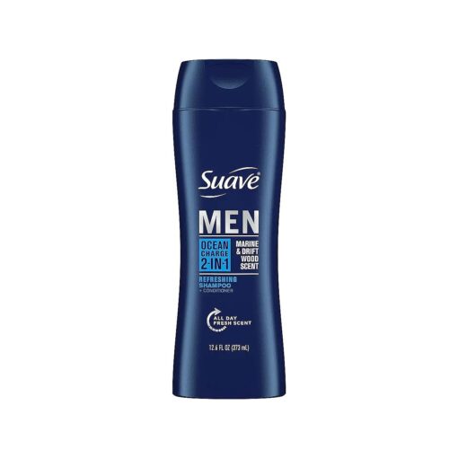 Suave Men 2 in 1 Shampoo and Conditioner Ocean Charge 12.6 Fl Oz ( Pack of 6 )