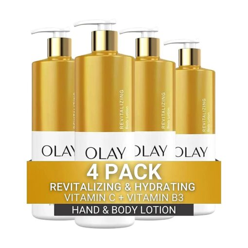 Olay Revitalizing & Hydrating Body Lotion for Women with Lightweight Vitamin C, Visibly Improves Skin, 17 fl oz ( Pack of 4 )