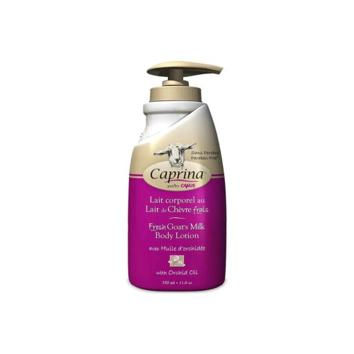 Caprina by Canus Moisturizing Body Milk Lotion, With Fresh Canadian Goat Milk, Fast Absorbing, Non-Greasy, Moisturizing, Vitamin A, B2, B3 and More, Orchid Oil, 11.8 Ounce