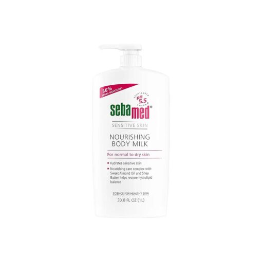 Sebamed Hydrating Body Milk for Dry Sensitive Skin with Shea Butter and Jojoba Oil Gentle Dermatologist Recommended Moisturizer 33.8 Fluid Ounces ( 1 Liter )