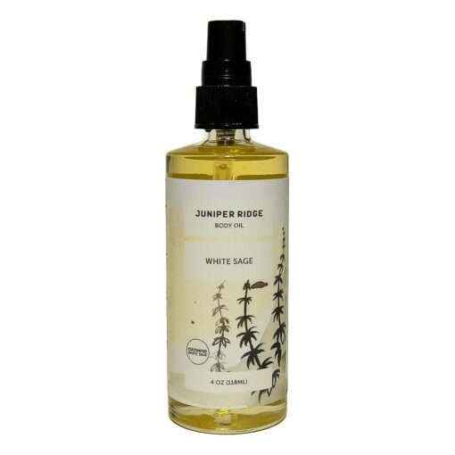 JUNIPER RIDGE White Sage Moisturizing Body Oil - Hydrating Skin Care - Scented with Essential Oils - Perservative Free - 4oz - Packaging May Vary