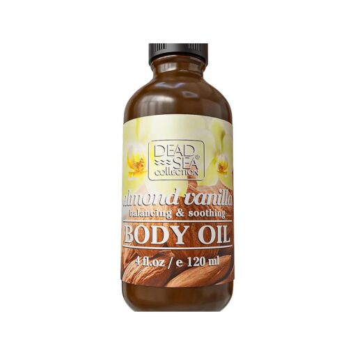 Dead Sea Collection Body Oil for Dry Skin - Almond Vanilla & Vitamin E Moisturizing Oil - Anti-Aging and Skin Elasticity Support - ( 4 fl.oz )