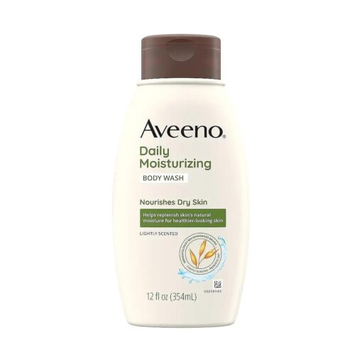 Aveeno Daily Moisturizing Body Wash for Dry & Sensitive Skin with Prebiotic Oat, Hydrating Oat Body Wash Nourishes Dry Skin & Gently Cleanses, Light Fragrance, Sulfate-Free, 12 fl, oz