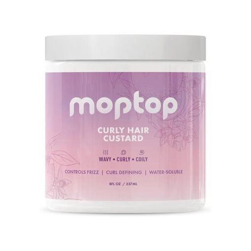 MopTop Curly Hair Custard Gel for Fine, Thick, Wavy, Curly & Kinky-Coily Natural hair, Anti Frizz Curl Moisturizer, Definer & Lightweight Curl Activator w/Aloe, great for Dry Hair, 8oz .