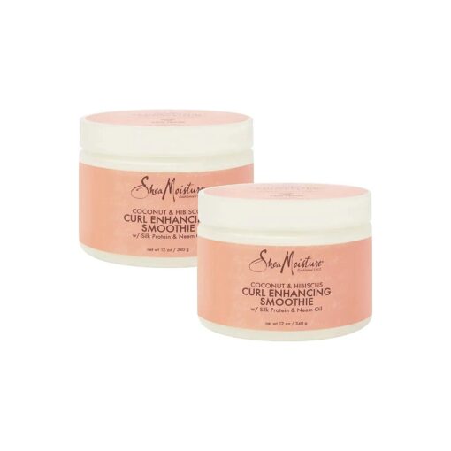 Shea Moisture Curl Enhancing Smoothie, Coconut & Hibiscus Curl Cream with Shea Butter & Coconut Oil for Curly Hair Care, Frizz Control, Curl Defining Cream, Leave-In Conditioner, 12 Fl Oz ( Pack of 2 )