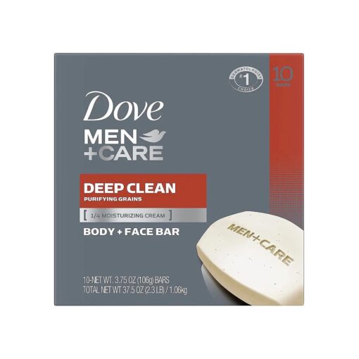 Dove Men+Care Men 's Bar Soap More Moisturizing Than Bar Soap Deep Clean Soap Bar that Effectively Washes Away Bacteria, Nourishes Your Skin, 3.75 Ounce ( Pack of 10 )