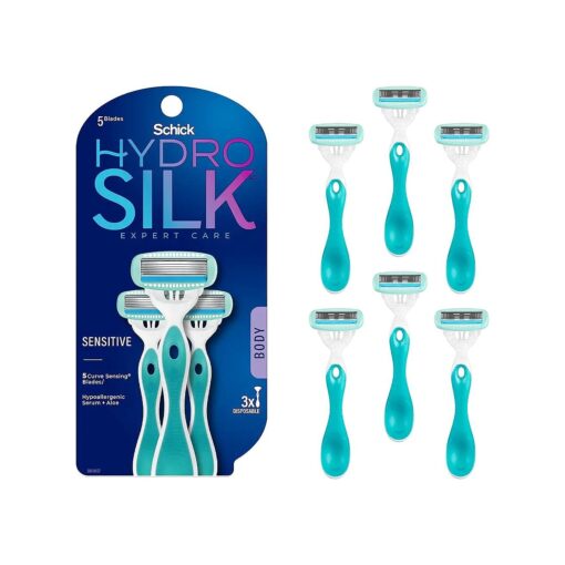 Schick Hydro Silk Sensitive Skin Disposable Razors for Womens, 6 Count