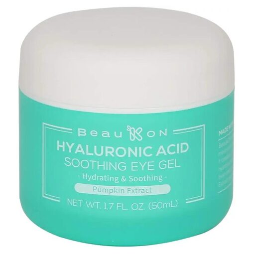 BeauKON Hyaluronic Acid Soothing Eye Gel with Pumpkin Extract, Hydrating and Moisturizing Eye Cream, Relieve Dryness and Puffiness ( 1.7 Oz )