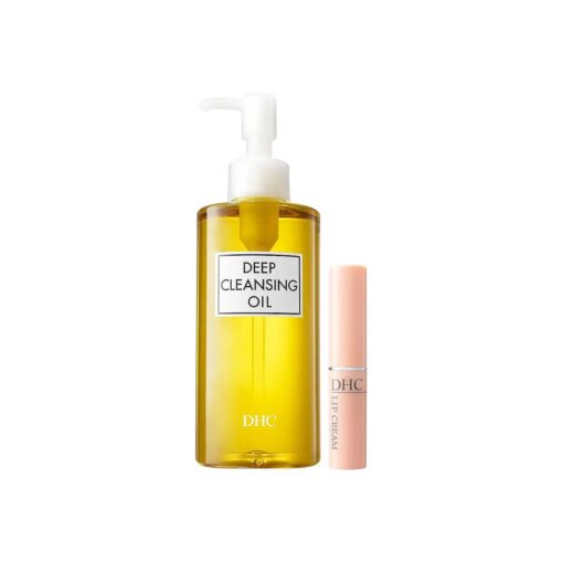 DHC Deep Cleansing Oil and Lip Cream, Facial Cleansing Oil, Makeup Remover, Hydrating, Moisturizing, Soothing, Set, Fragrance and Colorant Free, Ideal for all skin types, 6.7 fl, oz, and 0.05 oz .