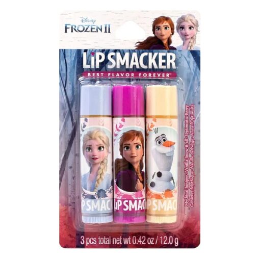 Lip Smackers Disney Frozen 2 Flavored Lip Balm Trio, Mythical Juniper, Vanilla Snow-it-all, Optimistic Berry, Set of 3, Clear, For Kids, Men, Women