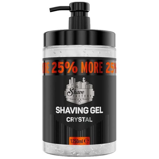 The Shave Factory - Shaving Gel | Non-Irritating | Precise shave on face and body | Shaving gel for men | Moisturizes the skin | 1250ml ( 42.25fl oz, ) ( Crystal )