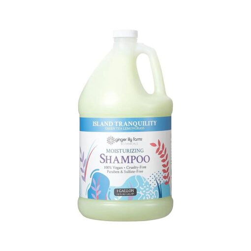 Ginger Lily Farms Botanicals Moisturizing Shampoo for All Hair Types, Island Tranquility, 100 % Vegan & Cruelty-Free, Green Tea Lemongrass Scent, 1 Gallon ( 128 fl oz ) Refill